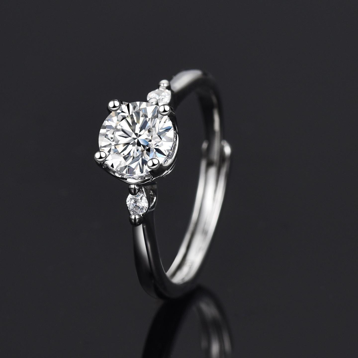 1 Carat Zircon Engagement Ring - Women s Light Luxury Fashion Piece Adjustable Size