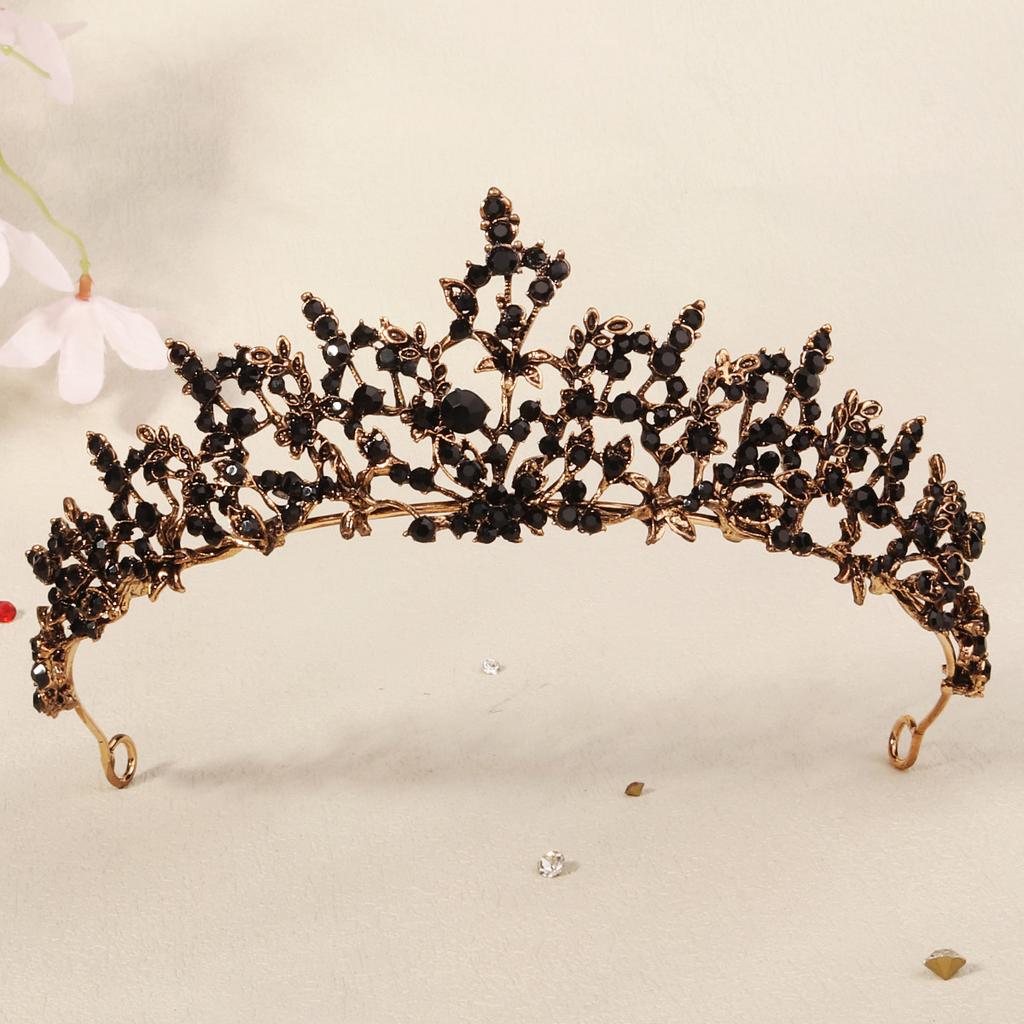 Halloween Jewelry Rhinestone Alloy Crown Holiday Party Dance Dress Headdress High-end Black Crown