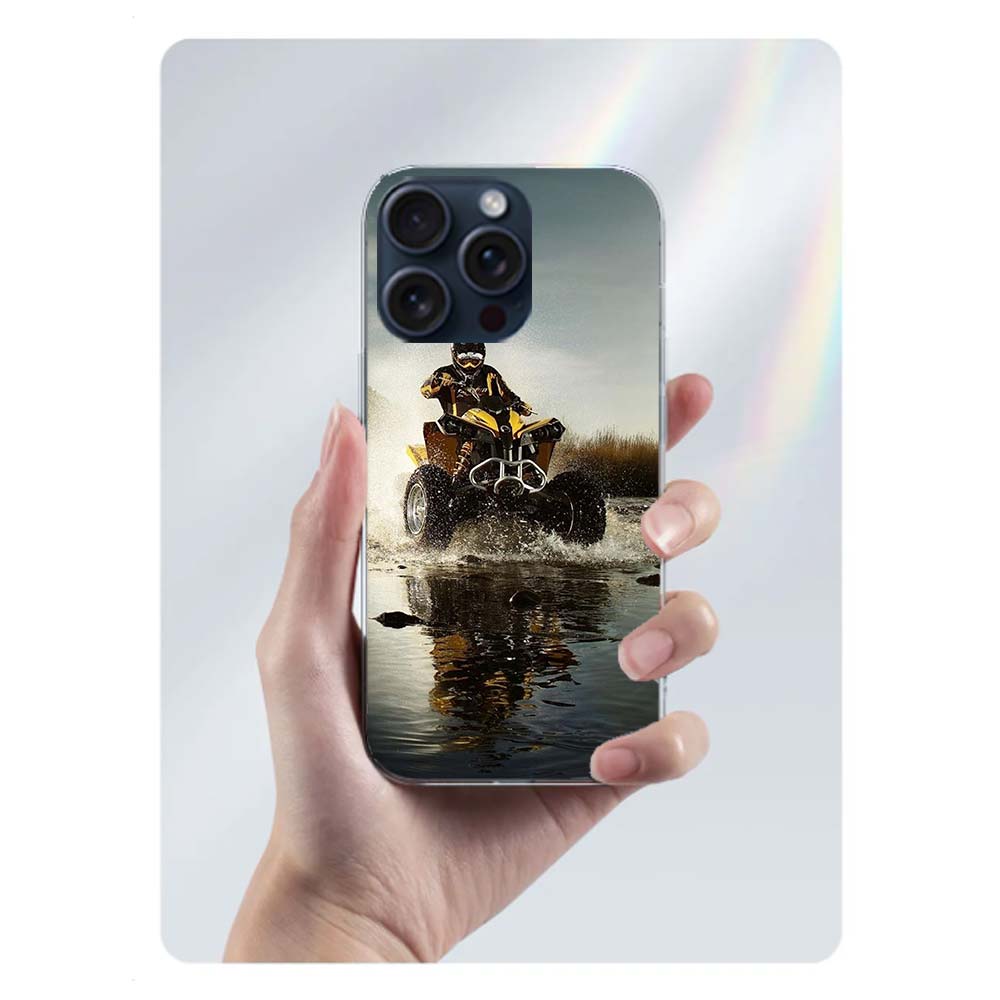 Transparente Handyhülle mit Offroad-Motorrad-Motiv für iPhone 17 Air, 16 Pro Max, 15 Pro, 14 Plus, 17E, 16E, 11, 13, 12 Mini