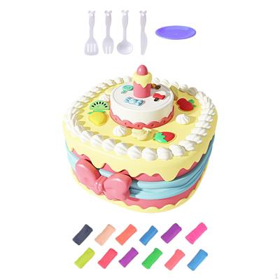 Birthday Cake Clay Toys Set, Early Educational Toy with 12 Clays, Party Pretend for