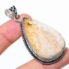Fossil Coral Gemstone Handmade 925 Sterling Silver Jewelry Pendant 2.40" A5w62