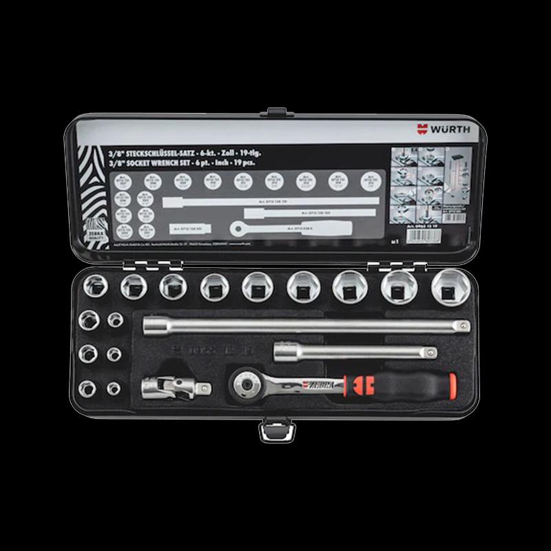 Wurth 3/8 Inch Metric Hex Socket Ratchet Wrench Set 3/8 Inch Drive