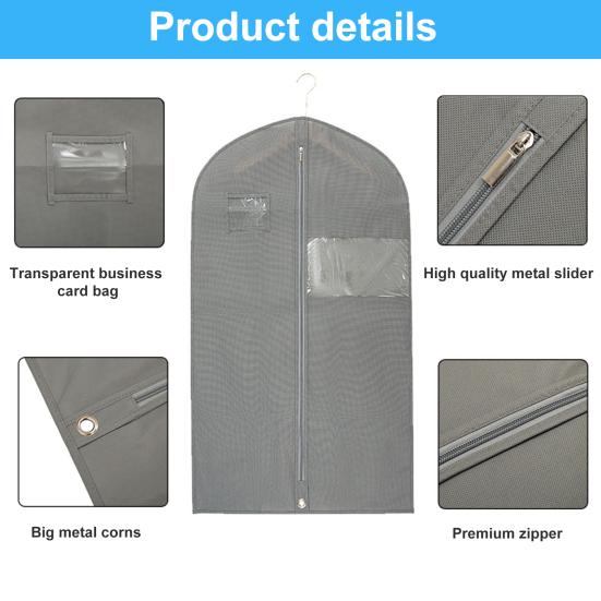 Garment Bag Business Card Holder Clear Window Dustproof Hanging Clothes Bag Non-Woven Fabric Closet Storage Coats Jackets Shirts