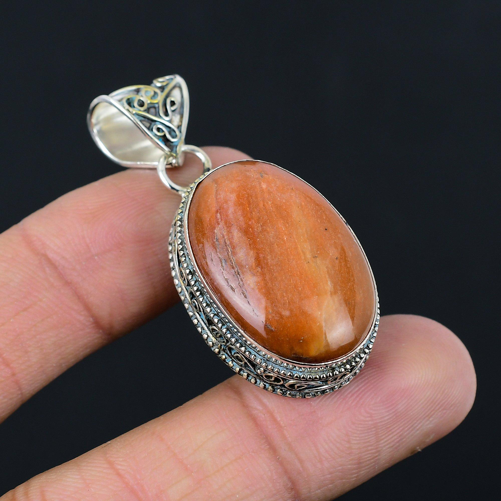 Sunstone Gemstone 925 Sterling Silver Sacral Chakra Sister Anniversary Pendant