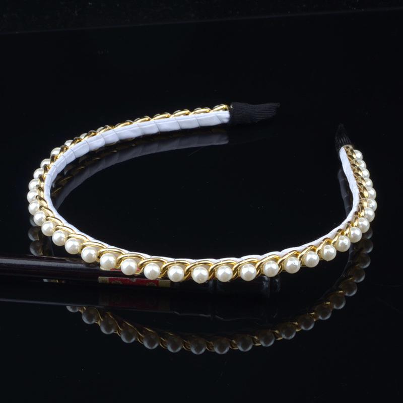 "Korean Style Pearl Bridal Headband - Handmade Fashion Accessory"