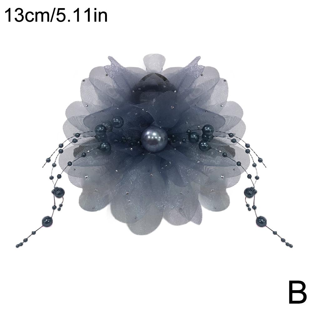 

Женский осенне-зимний французский стиль Цветочный бисер Перо Аксессуары Головной убор Акула Кисточка Коготь Ha G6F6 Blue-13CM