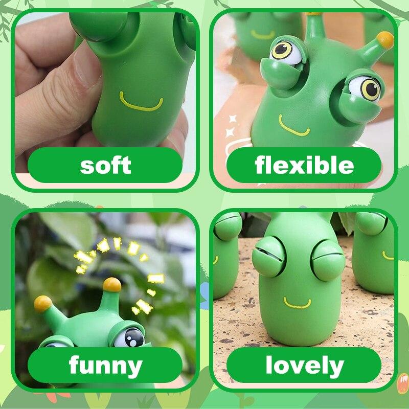 Vegetable Worm Caterpillar Eye Toy Decompression Artifact Pinch Children Gift Vent Small Toys Decompression Trick Birthday Gift