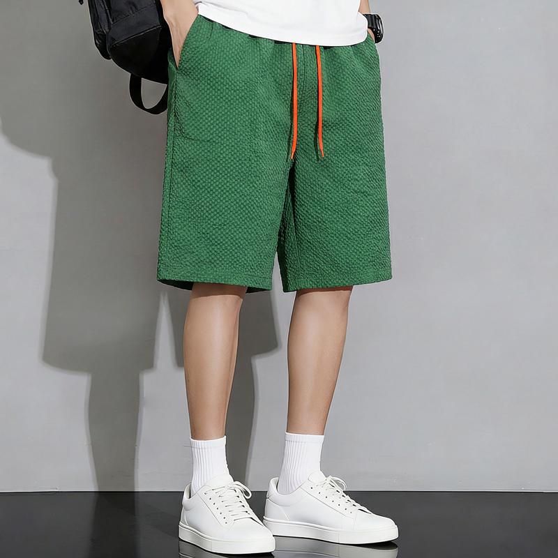 Men's Plus Size Bubble Fabric Sports Shorts, Loose Fit Drawstring Summer Shorts (5XL-12XL)