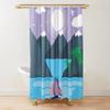 Mountain Shower Curtain Starry Night Shower Curtain Moon Shower Curtain,Lake Stars Nature Landscape Art Bathroom Curtains