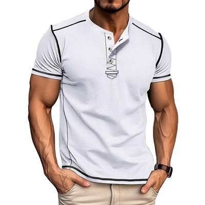 Cămăși Henley cu mânecă scurtă pentru bărbați Tricouri cu nasturi de vară Tricou de bază ocazional Tricouri Soild Topuri moi confortabile Tricou cu potrivire atletică clasică pentru bărbați