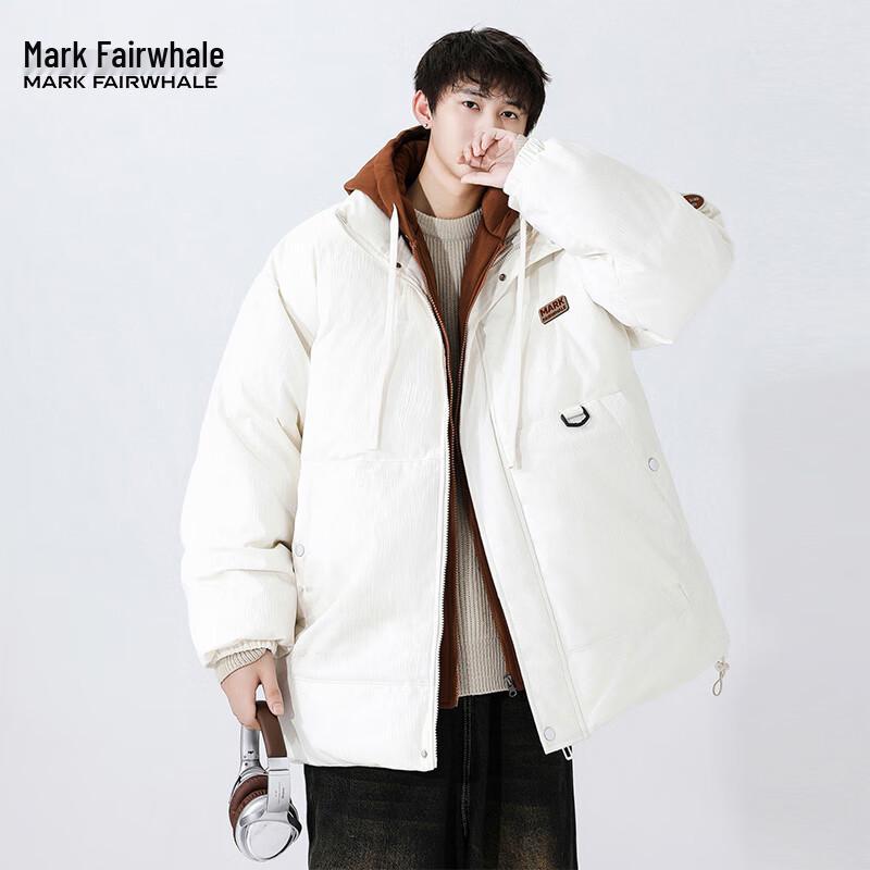 Mark Fairwhale Men's Warm Hooded Faux Two-Piece Padded Jacket