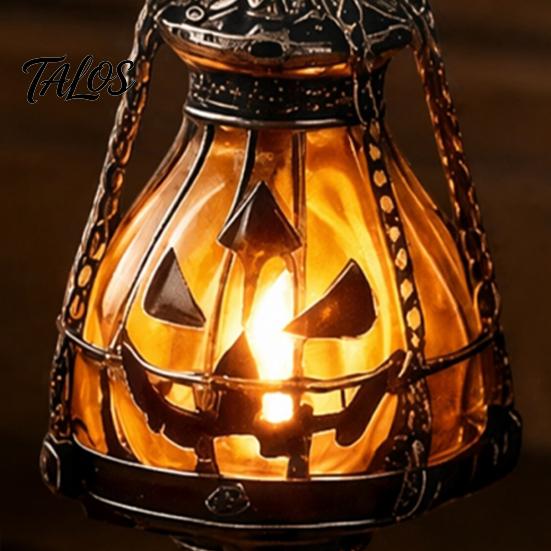 Espeluznante Adorno de Mesa de Resina Calavera Calabaza Gótica Soporte Linterna con Luz Cálida, Lámpara Decorativa de Escritorio Retro Decoración del Hogar, Luz de Atmósfera Curativa