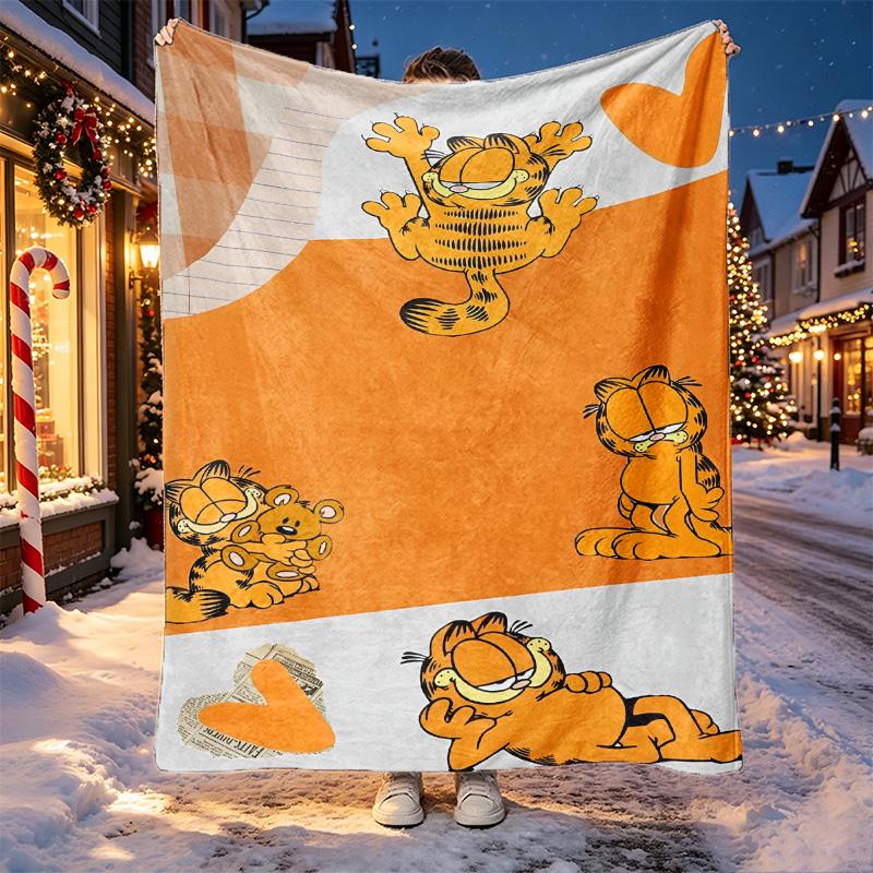 Garfield Pattern Blanket for Home Decoration, Bed, Sofa, Car Travel, Camping, Suitable for All Seasons, Birthday Christmas Gift