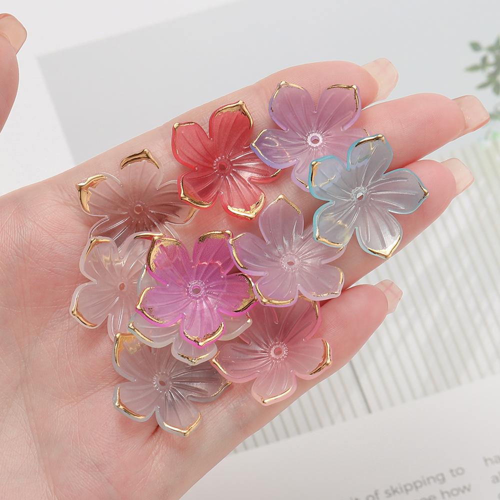 50pcs/Lot 23x24mm Acrylic Flower Beads Petals Charm Connectors DIY Earrings Hair Jewelry Making Acessories Supplies