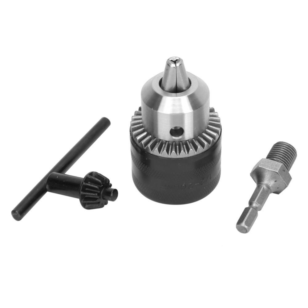 1/4" Hex Shank Keyed Drill Chuck 1/2-20UNF Mount Conversion Adapter Chuck For Fixing Drilling