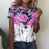 Women's 3D T-shirt with Digital Printing Round Neck Loose Short Sleeved T-shirt
