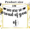 We Are So Proud of You Banner – Black Glitter Graduation Decorations 2025, Pre-Strung Congrats Grad Banner for College, High School, Senior Party,