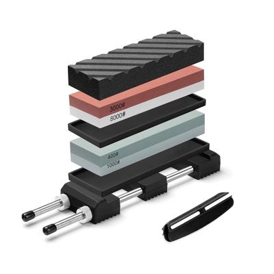 Messerschärfstein-Set Edelstahl Präzise Inklusive Winkelbefestigung Ideal für Zuhause (#400, #1000, #3000, #8000) - Zweiseitig, Basis, Körnung,