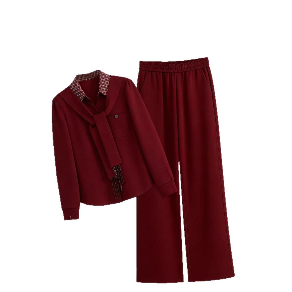 Sophisticated Spring & Autumn Two-Piece Set for Middle-Aged and Elderly Women - 2026 New Style Lapel Shirt Set