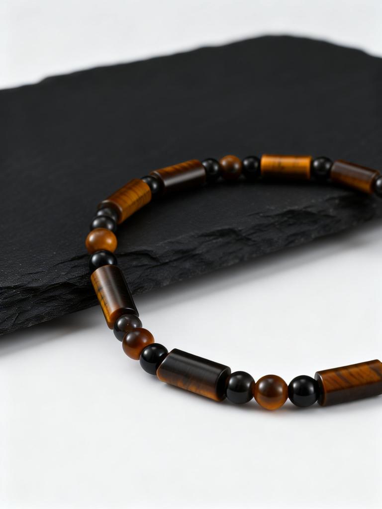 Bohemian Tiger Eye Beaded Bracelets for Men,Stainless steel Chain Natural Stone Wristband,Male Jewelry Gift New