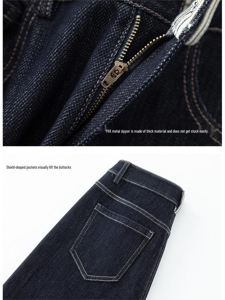 Petite High-Waisted Wide-Leg Crop Jeans for Women - Blue Denim, New Spring/Autumn Style