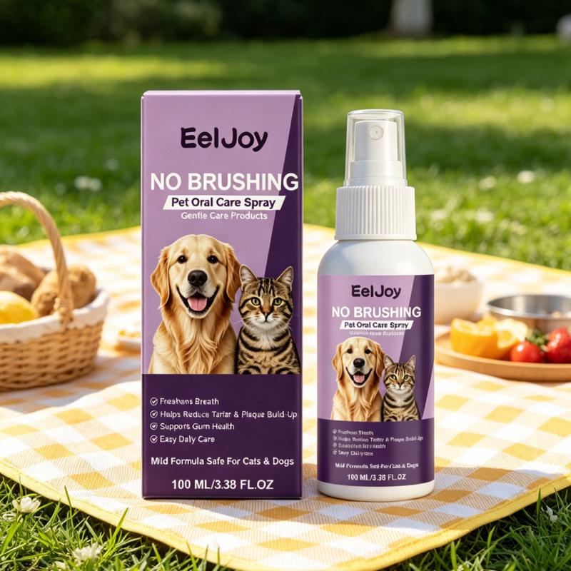 EelJoy No Brushing Pet Oral Care Spray Removes Oral Odor Supports Gum Health Convenient Gentle Pet Breath Freshener Spray 100ml