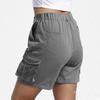Women Casual Solid Elastic Waist Cargo Shorts with Pockets Relaxed Fit Utility Design for Everyday Wear Outdoor Activities