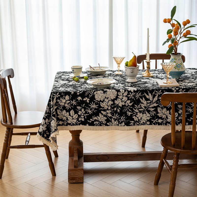 Polyester Cotton Color Woven Jacquard Bohemian Flower Geometric Tablecloth Rectangular Coffee Table Tablecloth Dining Table Cloth