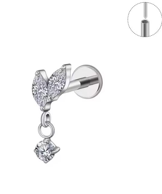 136 Titan Piercing Labret Flatback Gaby Gewindeloser Knorpelohrring Lippenring Schmuck 16G ASTM F136
