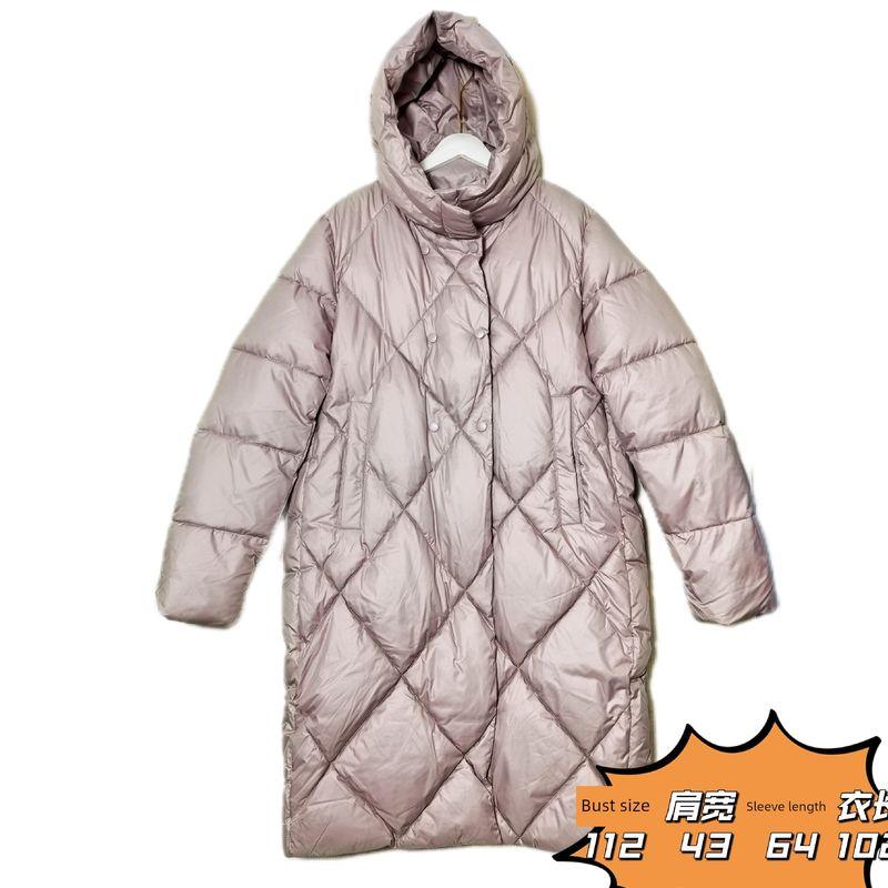 to Russia Hooded down Cotton Mid Length Long Length Cold Protective Clothing Female Pure Color Thickened Cotton Padded Coat Minimalist Fashion Winter