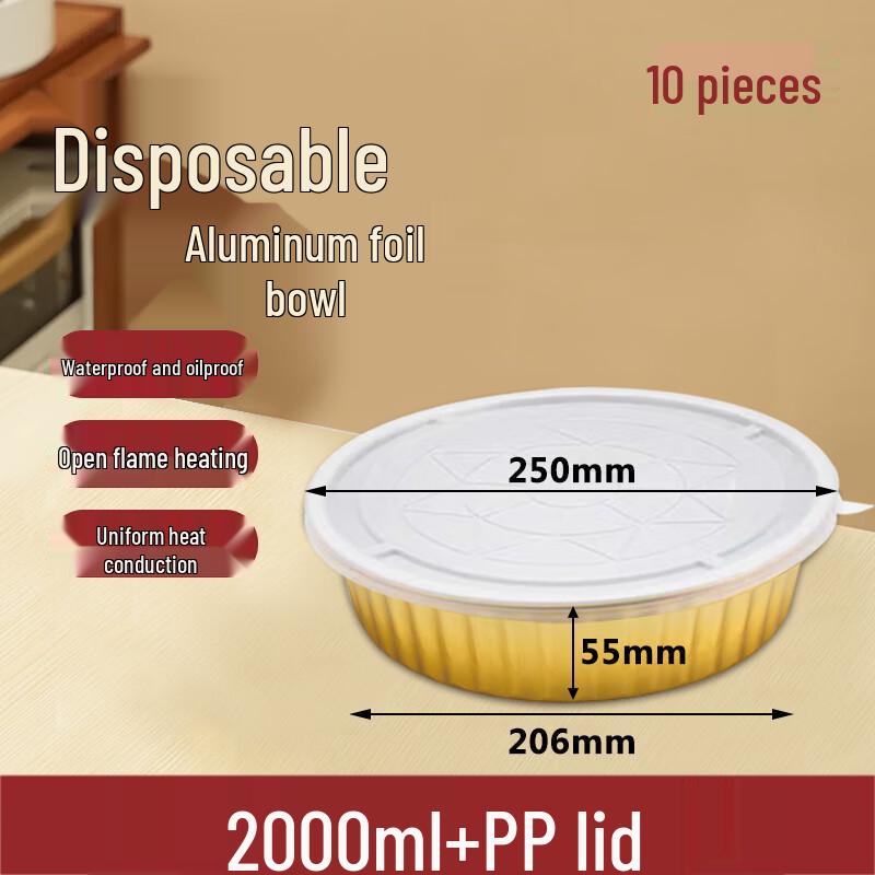 

Homeglen 2000ml Disposable Aluminum Foil Containers with PP Lids