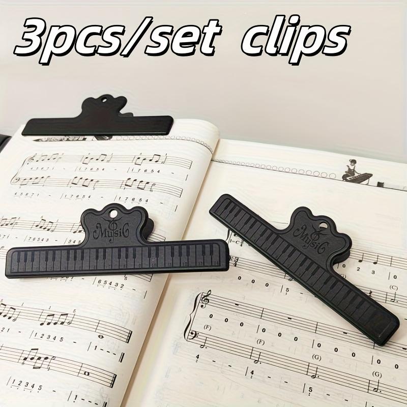 

3pcs Black Music Sheet Clips Featuring a Piano Key Design, Made from Durable Plastic for Holding Notes And Storing Sheet Music,