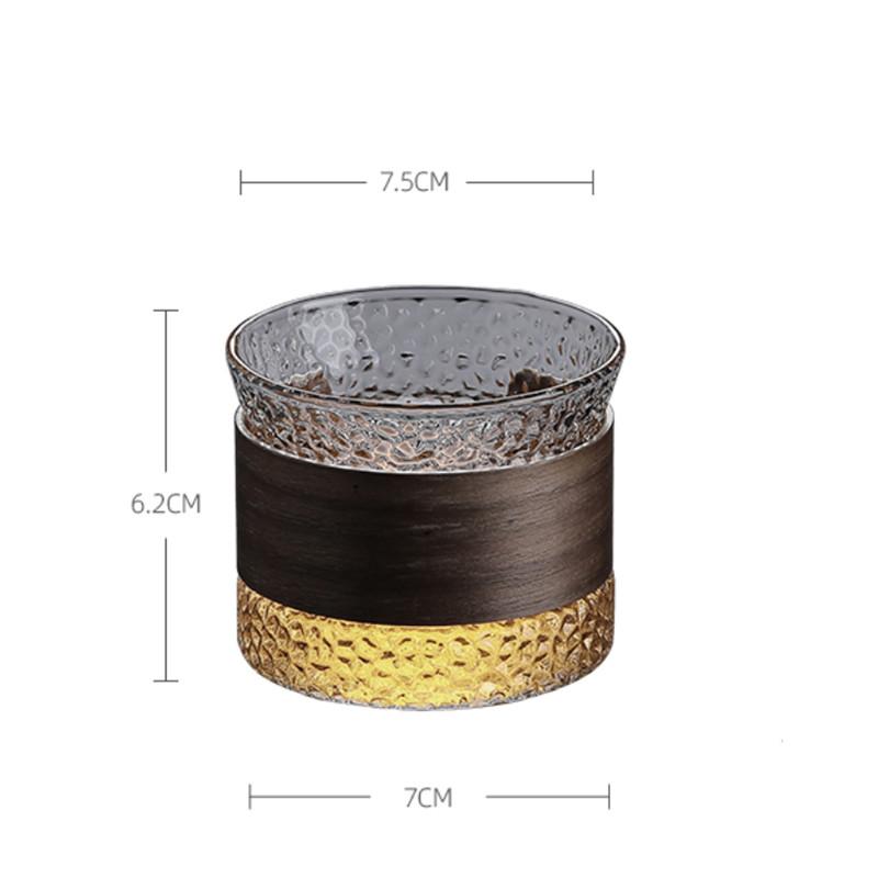 Japanese Style Heat-Resistant Glass Tea Cup – Hammered Transparent Handmade Teacup for Home & Office