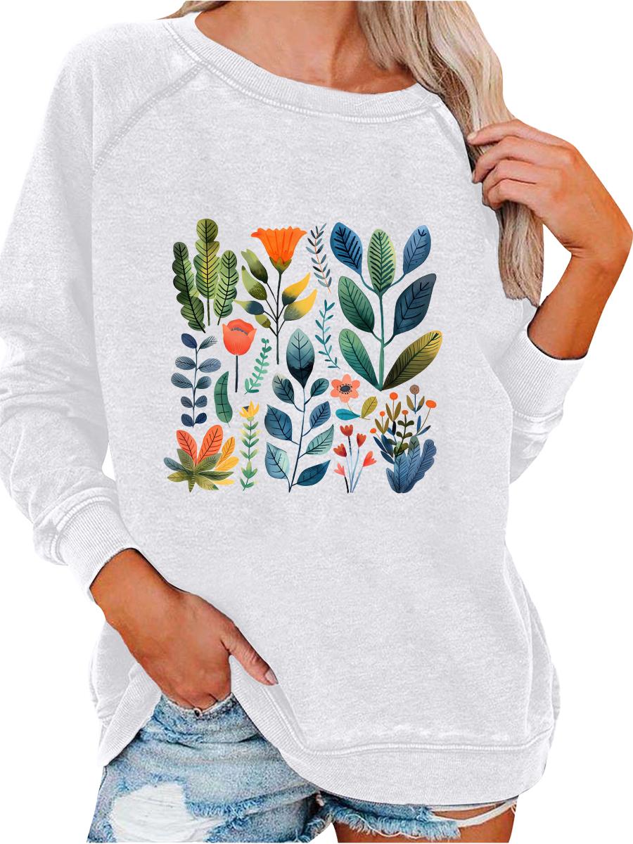 

Women s Spring/Fall Sweatshirt Women s Personality Print Top Oversized Pullover Sweatshirt Versatile Sweatshirt S белый