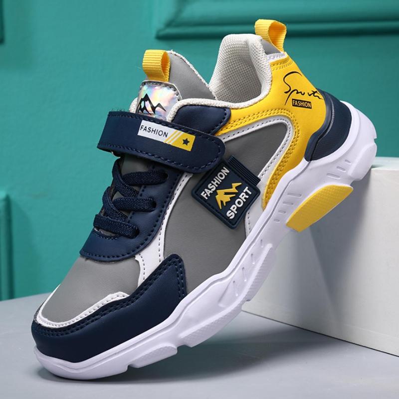 Boys Running Sports Shoes Girls Elastic Casual Sneakers PU Leather Jogging Shoes for Kids Outdoor Sneakers