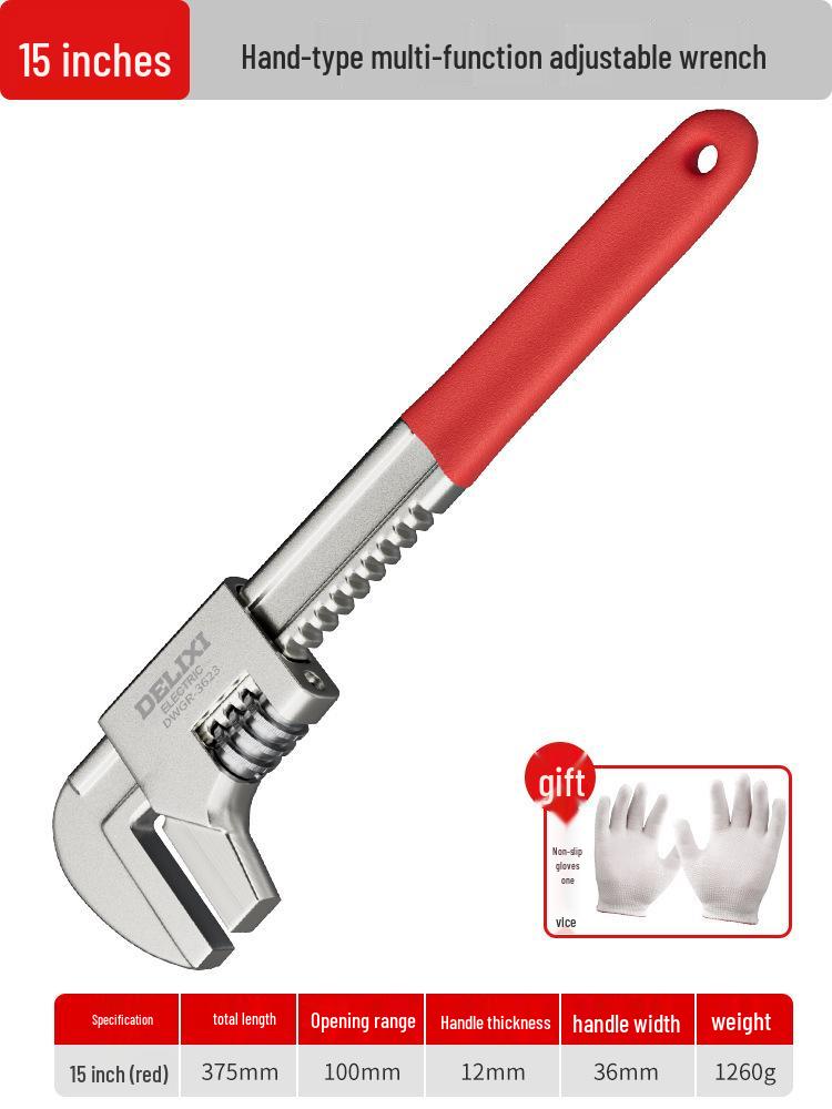 Delixi Multi-Function Adjustable Wrench with Large Opening and Thickened Jaw