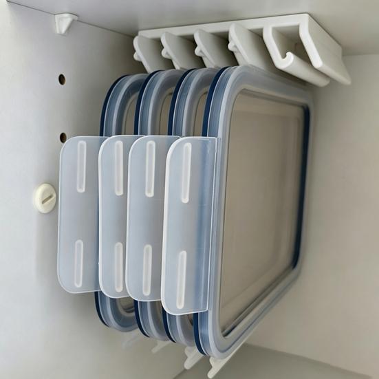 Under Cabinet Pot Lid Storage 5-Slot Organizer, Space Saving Vertical Hanging Rack, 3D Universal Rack for Round And Square Lids Print Resin