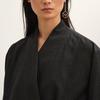 LESS Women's V-Neck Loose-Fit Wool Long-Sleeve Shirt