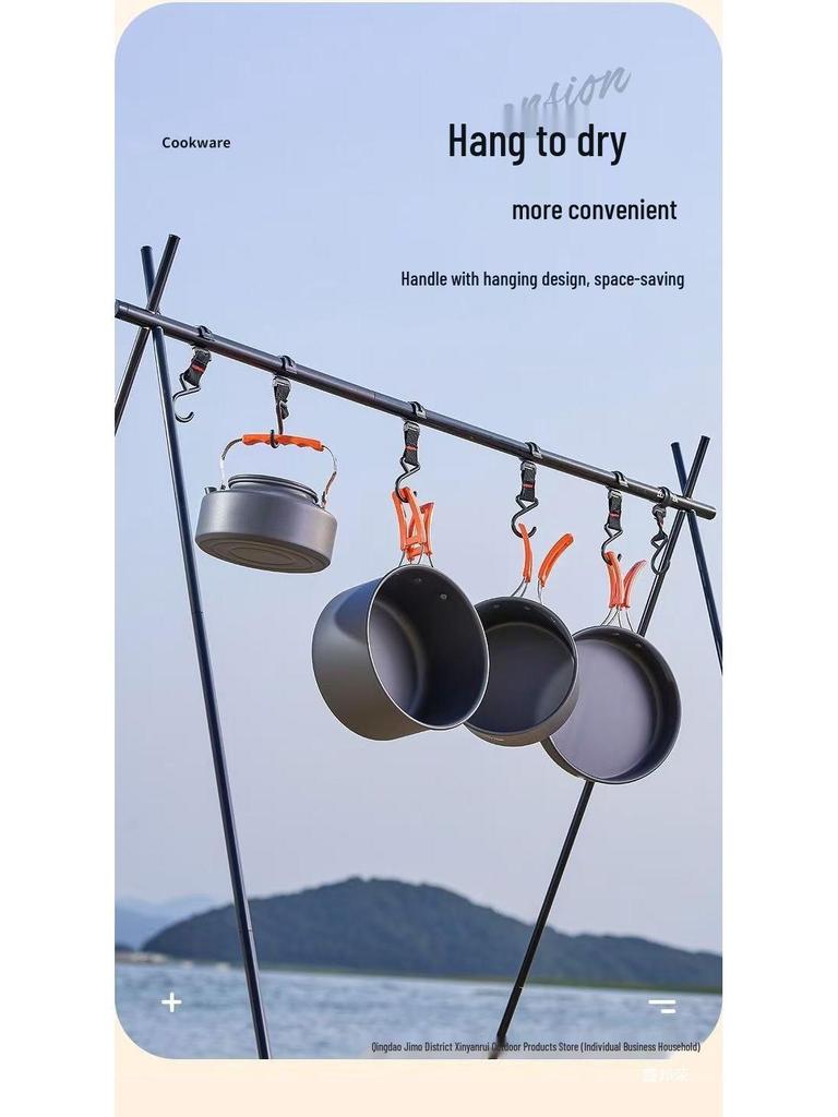 Portable Outdoor Camping Cookware & Kettle Set