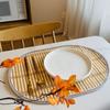 Anti-Slip Bamboo Placemats Heat-Resistant Dining Pad Creative Woven Oval Placemat Restaurant