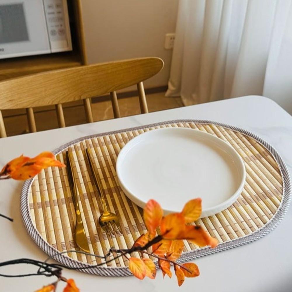 Anti-Slip Bamboo Placemats Natural Dining Pad Table Protection Table Mat Restaurant