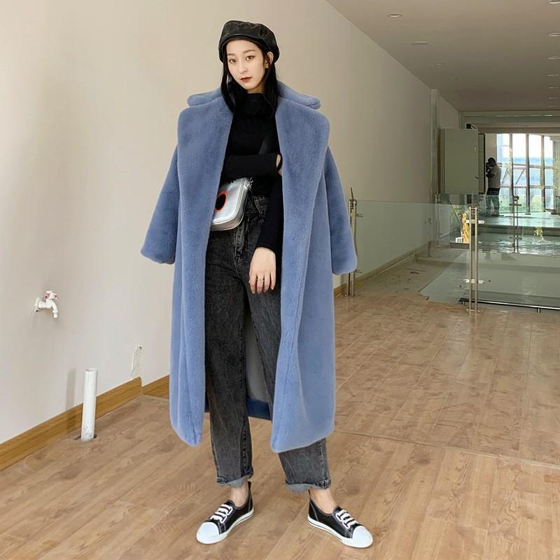 Winter Women Fur Coats Long Fur Loose Lapel Over Coat Thick Warm Plus Size