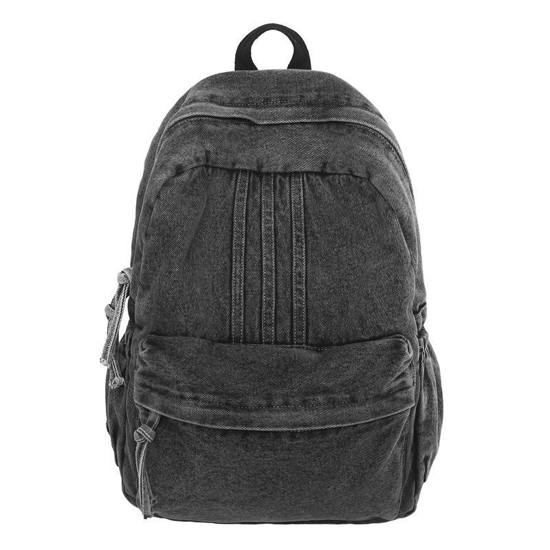Casual retro solid color denim backpack new simple travel backpack versatile student schoolbag