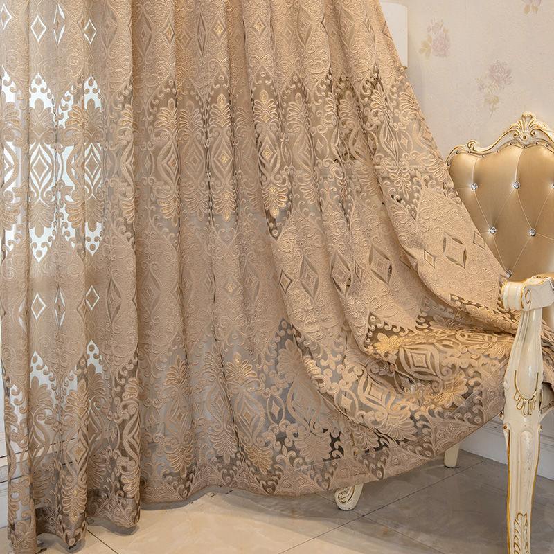 European High-end Luxury Curtains Transmittent Bedroom Living Room Window Screen Balcony Screen Curtain Blackout
