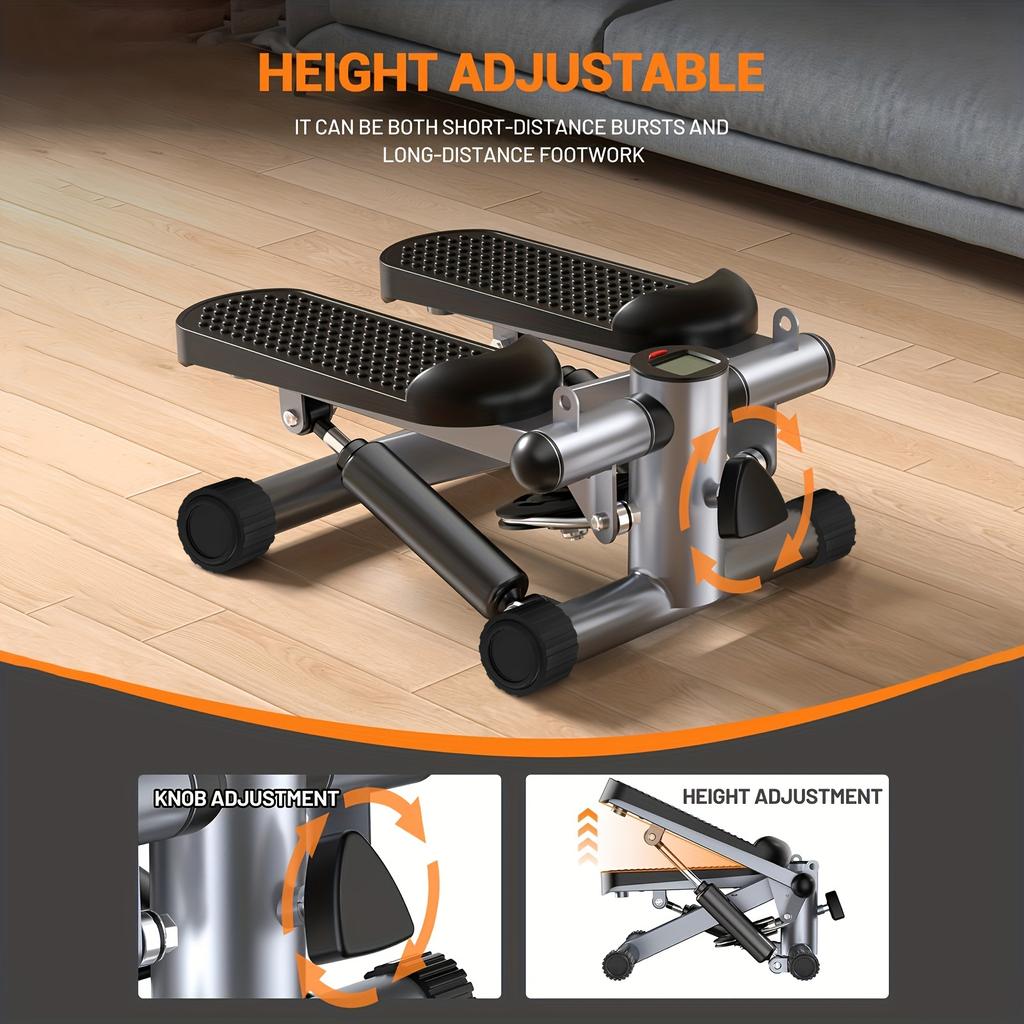 Stepper For Exercise, Mini Stepper With Exercise Equipment For Home Workouts, Hydraulic Fitness Stair Stepper With Resistance Band & Calories Count