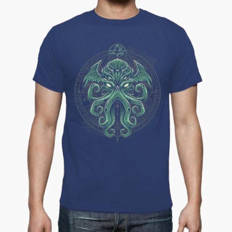 Novelty Great Cthulhu Graphic TShirt 100 Cotton ONeck Summer Short Sleeve Casual Mens Tshirt Size S3XL