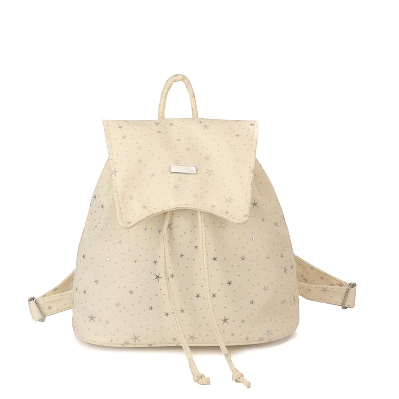 Korean Style Cute Star Rhineste Backpack – Women s Mini Drawstring Backpack for School, Travel & Daily бежевый