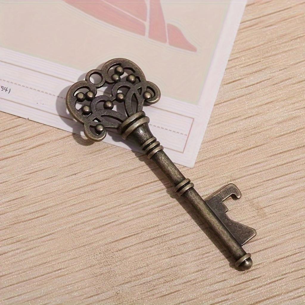 1pc Vintage Crown Key Shape Bottle Opener - Unique Barware Tool with Keychain Pendant.