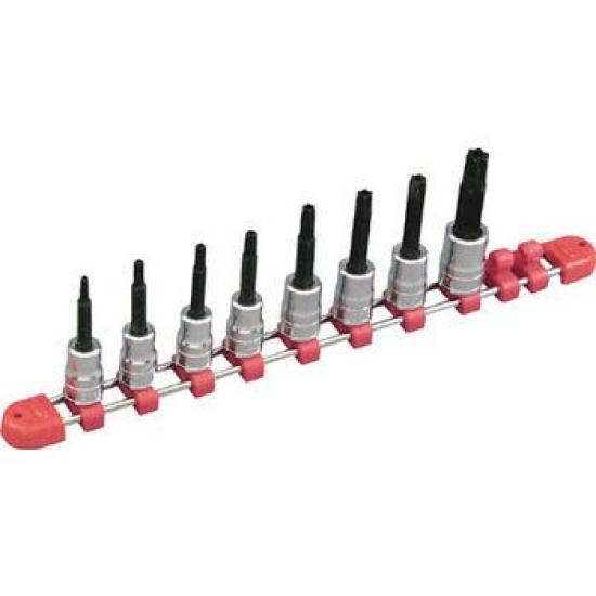 

Kyoto Tool Long Torx Bit Socket TBT3L08TH (KTC) 9.5mm (3/8 inch) T-Shaped Tamper-Proof Set, 8-Piece Set,