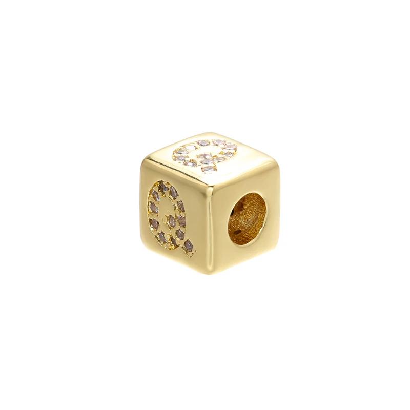 Gold-colored 8x8mm Square A-Z Letter Beads for DIY Handmade Bracelets, Earrings, and Jewelry Accessories Model:VZ246B